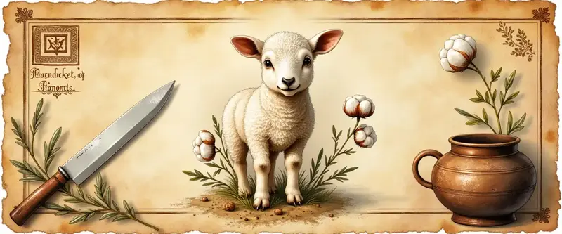 Illustriertes Rezept des Scythischen Barometz in Honigkruste auf altem Pergament.