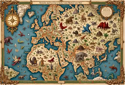 Carta Marina Fantasy Zeichnung von Olaus Magnus